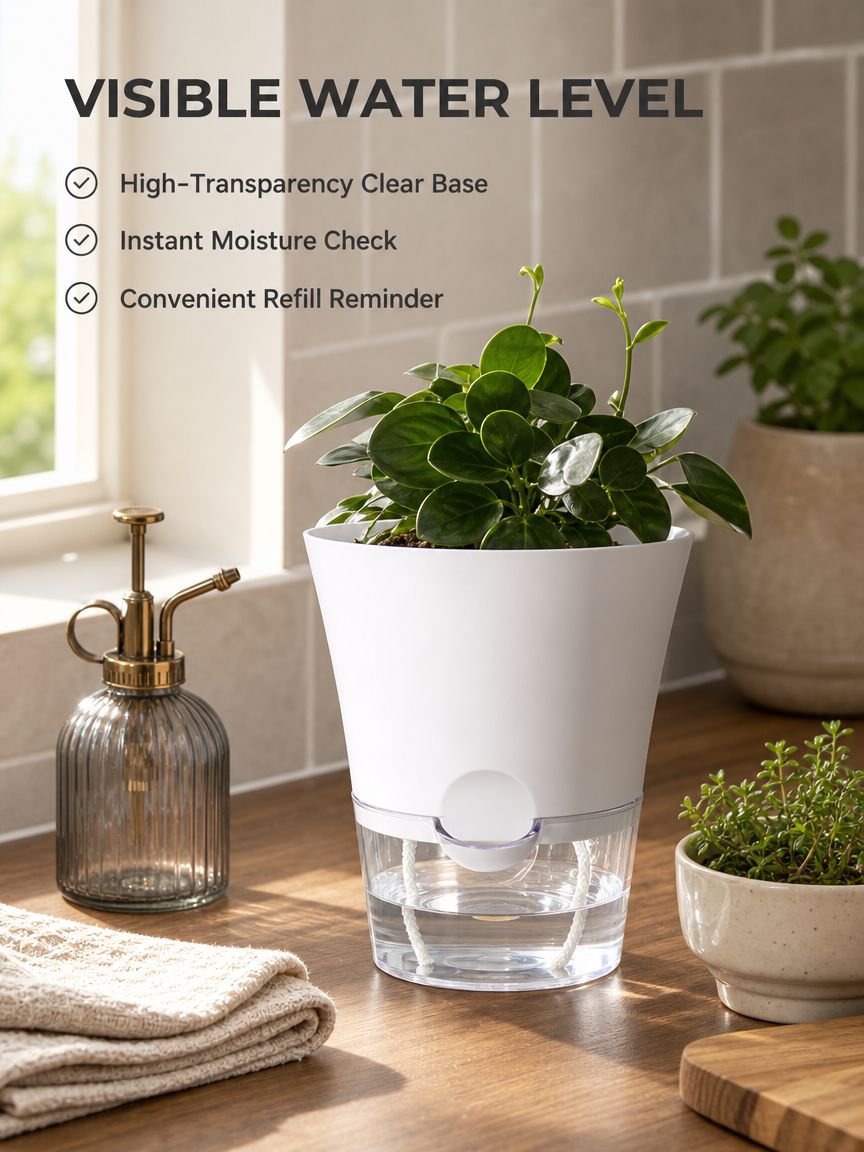 Self-Watering Lazy Flower Pot Plastic Resin Hydroponic Planter