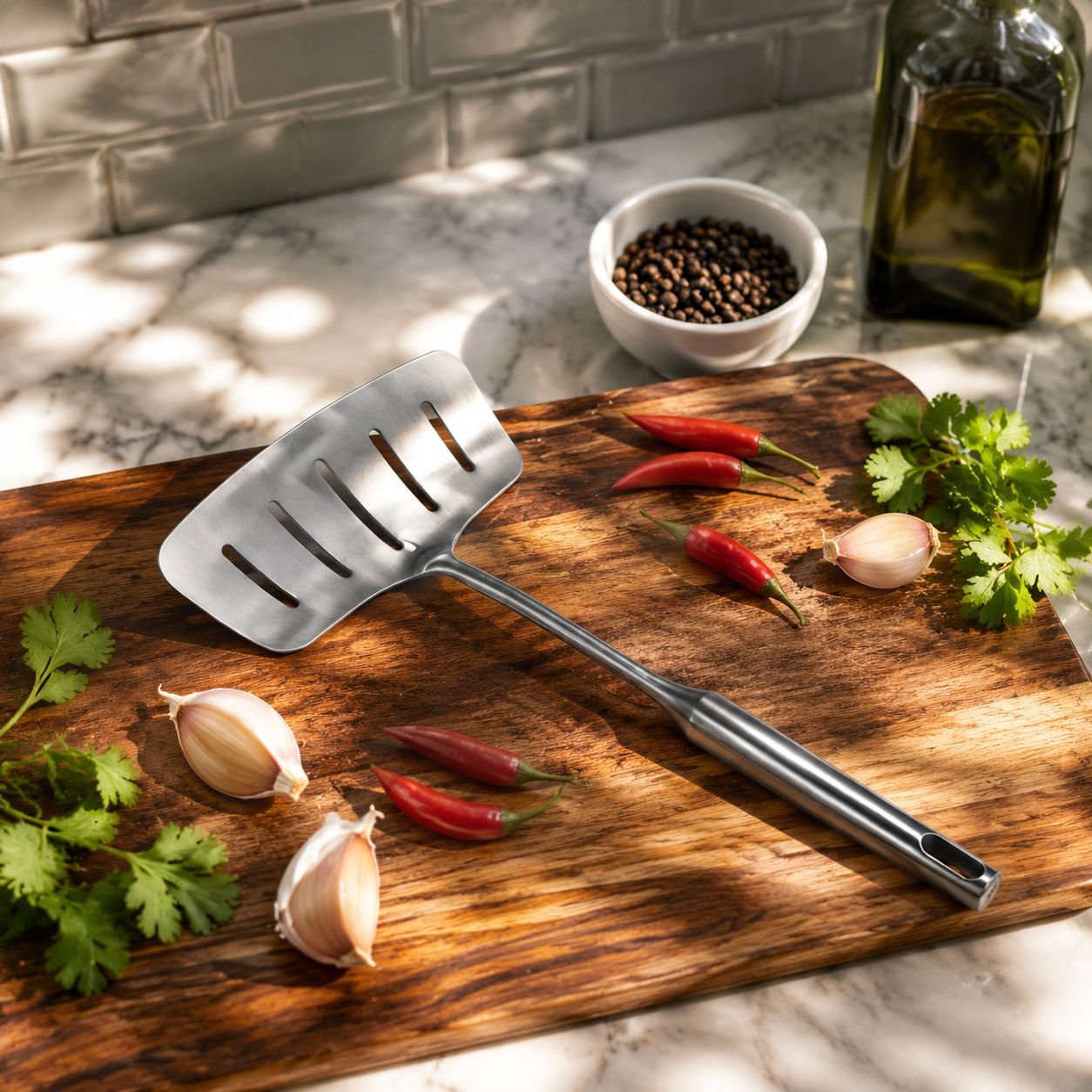 Multi-functional stainless steel spatula