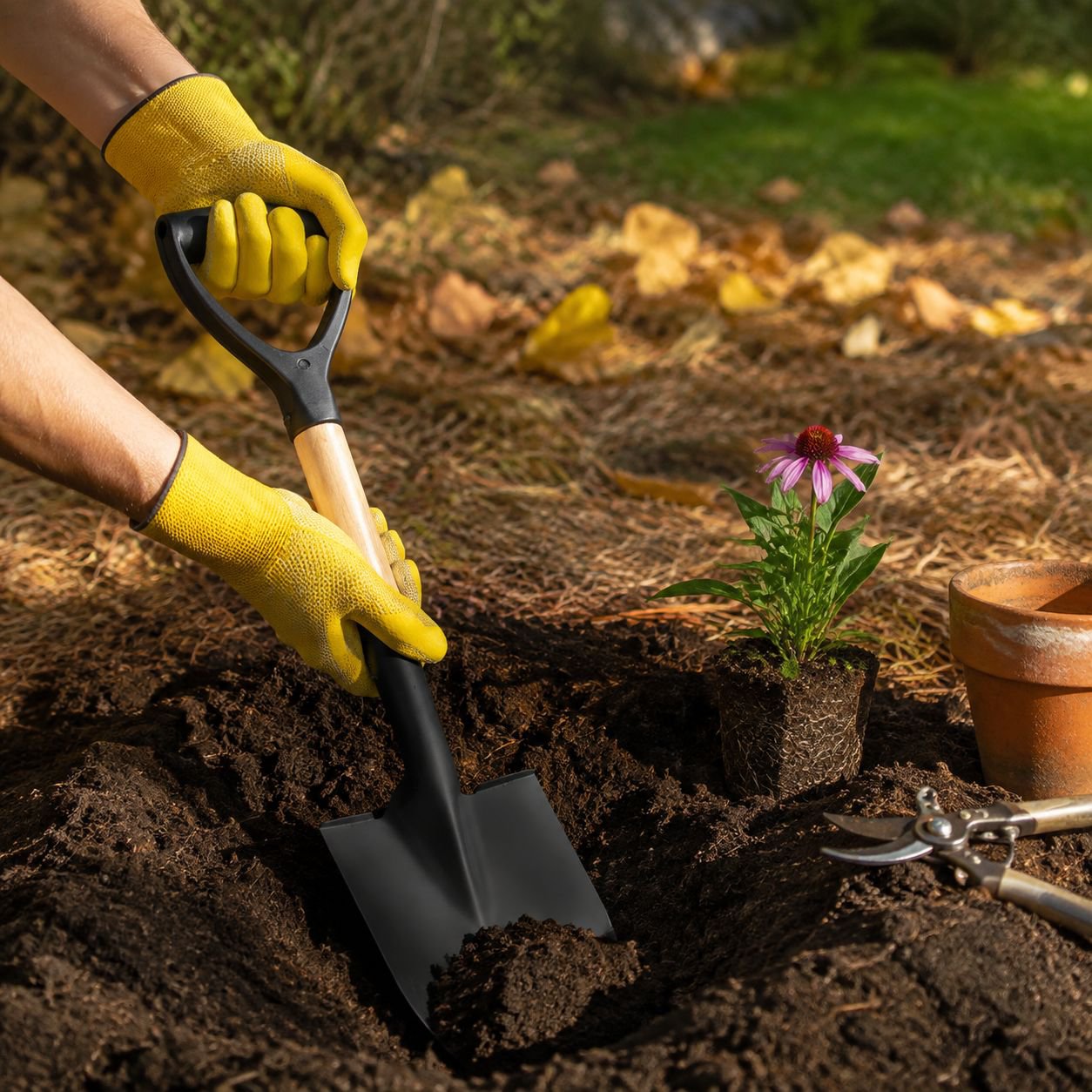 Wooden Handle Manganese Steel Gardening Shovel for Planting and Transplanting