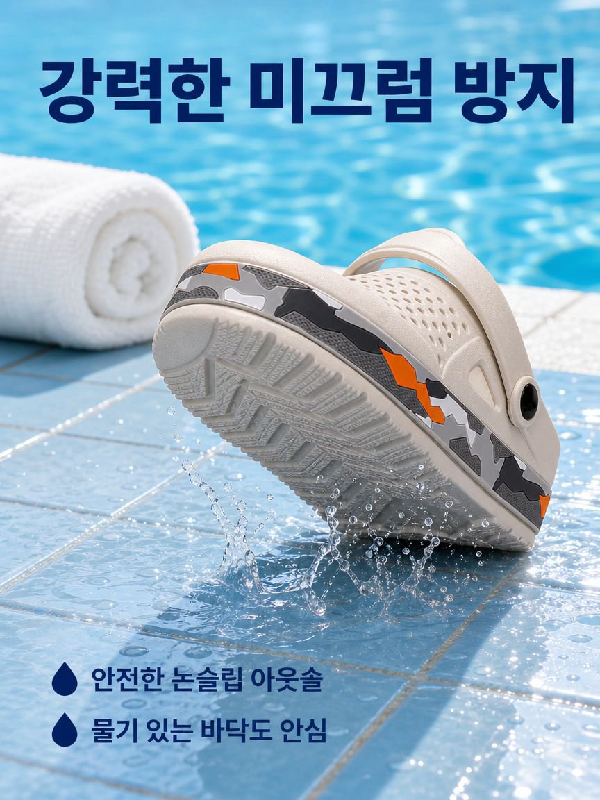 남성 빅사이즈 캠플라주 해변 슬리퍼 트렌디한 여름 쿨한 실내외 슈즈
