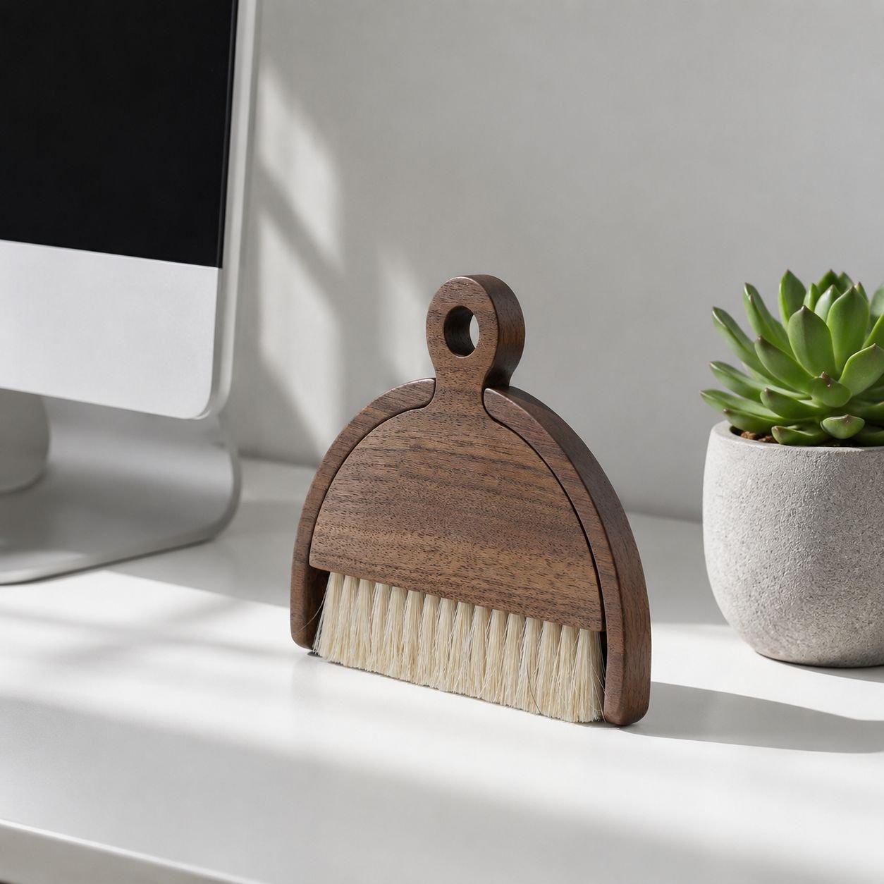 Premium Household Walnut Horsehair Broom and Dustpan Cleaning Set