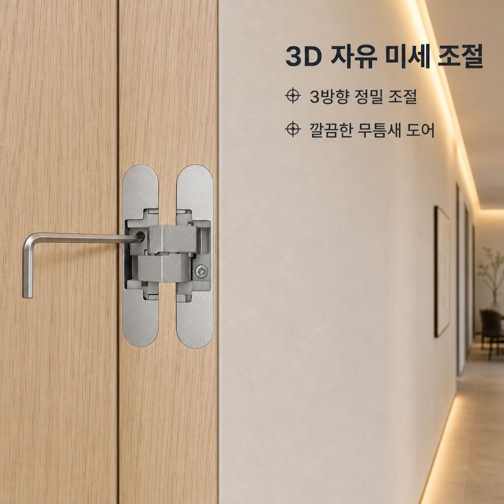 히든도어 전용 숨은 경첩 매립형 3D 목문 외여닫이 힌지