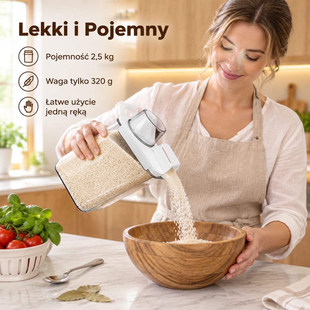 Hermetyczny pojemnik na ryż i mąkę