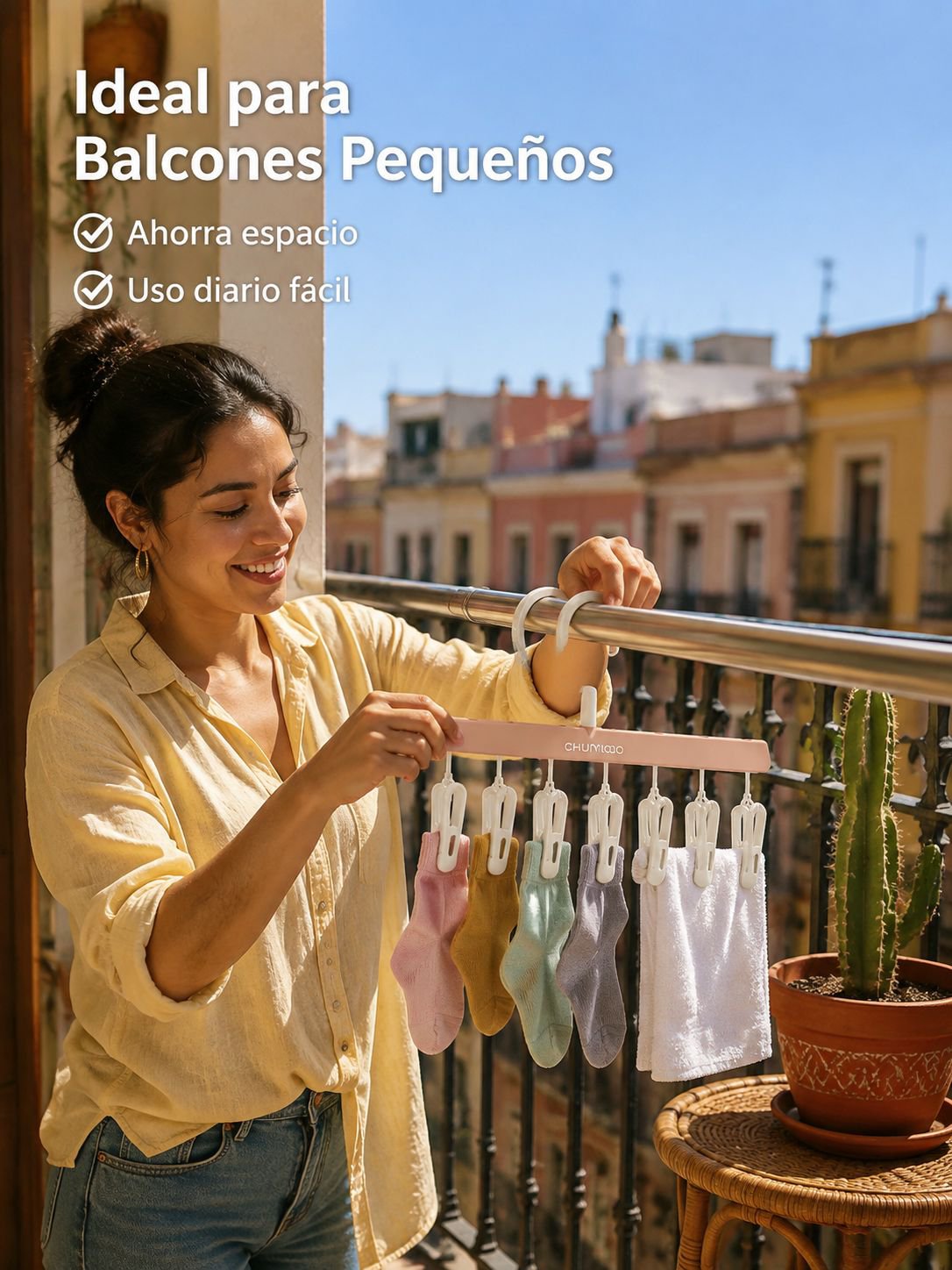 Tendedero de ropa con pinzas multiusos