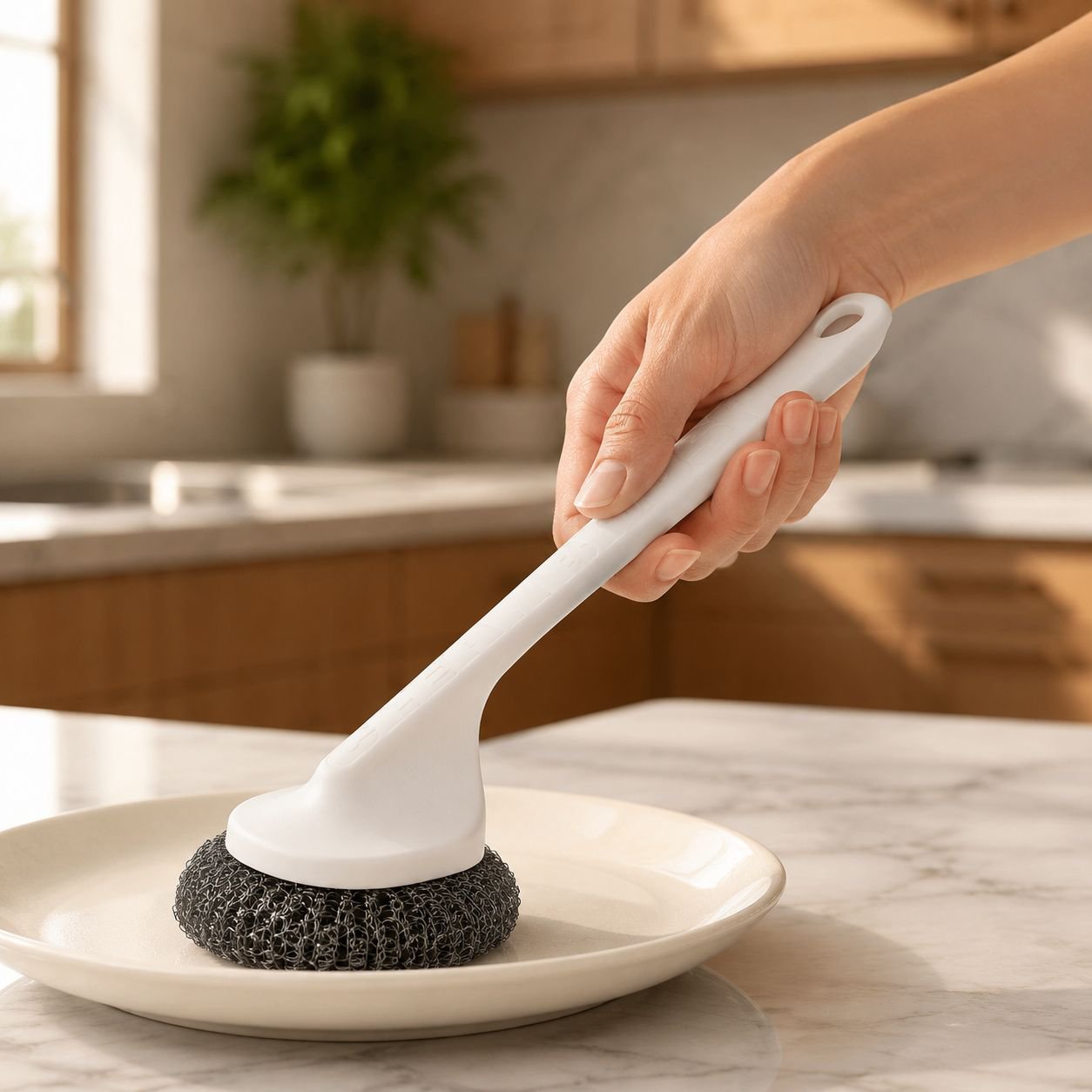 Esfera de limpieza de acero inoxidable para eliminar suciedad en la cocina