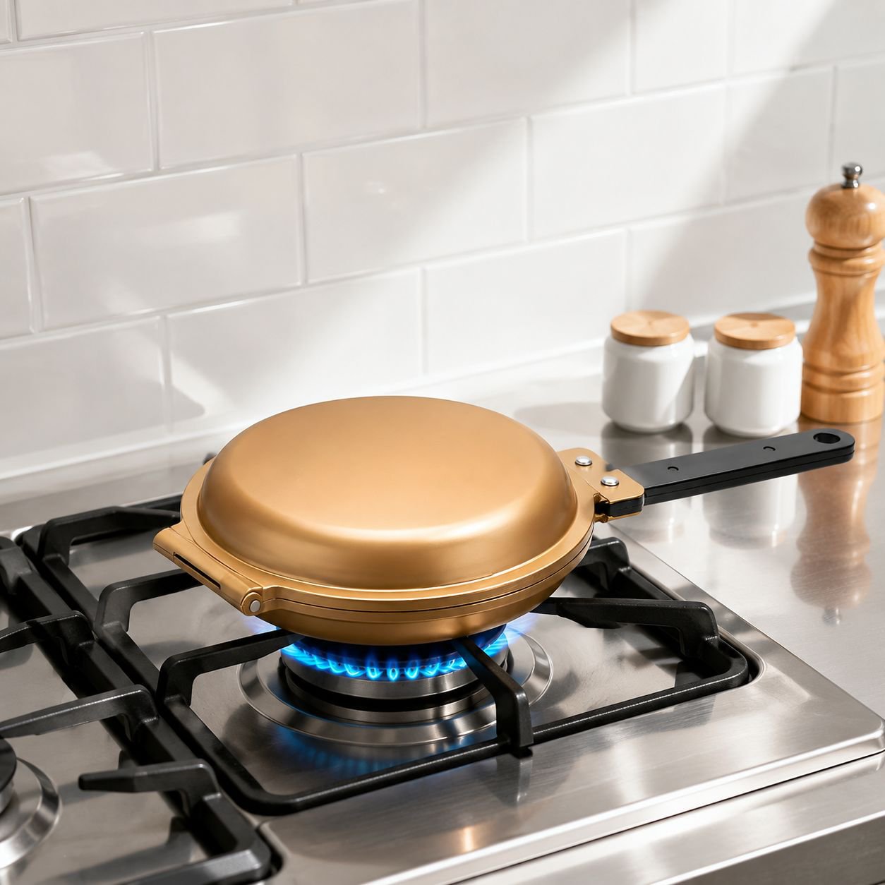 Low-smoke frying pan ideal for eggs and steak
