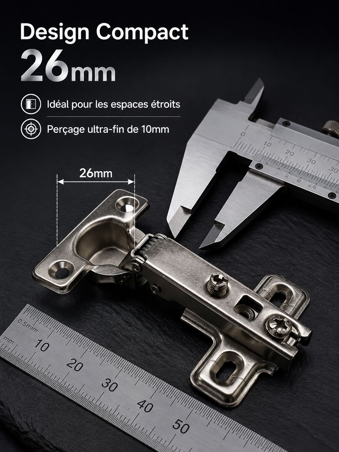 Mini charnière avec ouverture de 26 mm, petite charnière à cuvette, ressort de 35 mm, charnière de p