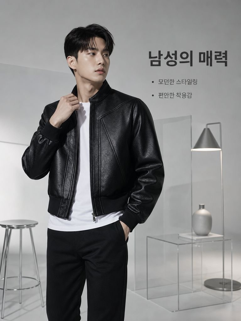 남성 아메리칸 스타일 가죽 바이커 자켓