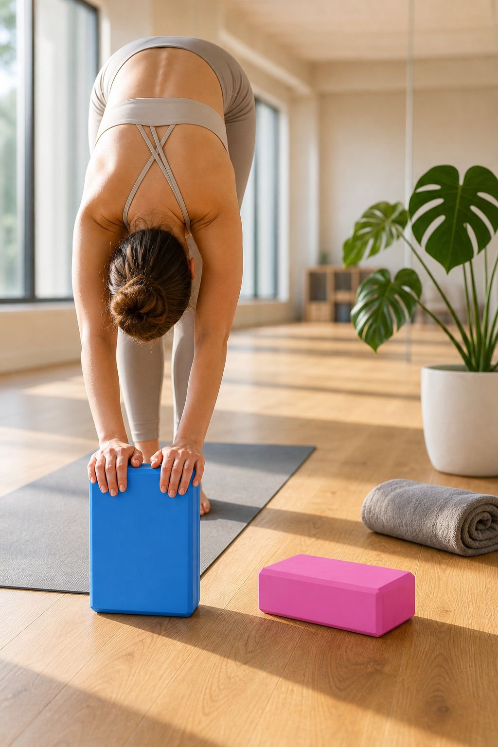 Professional Yoga Block Combo Set with two blocks and strap