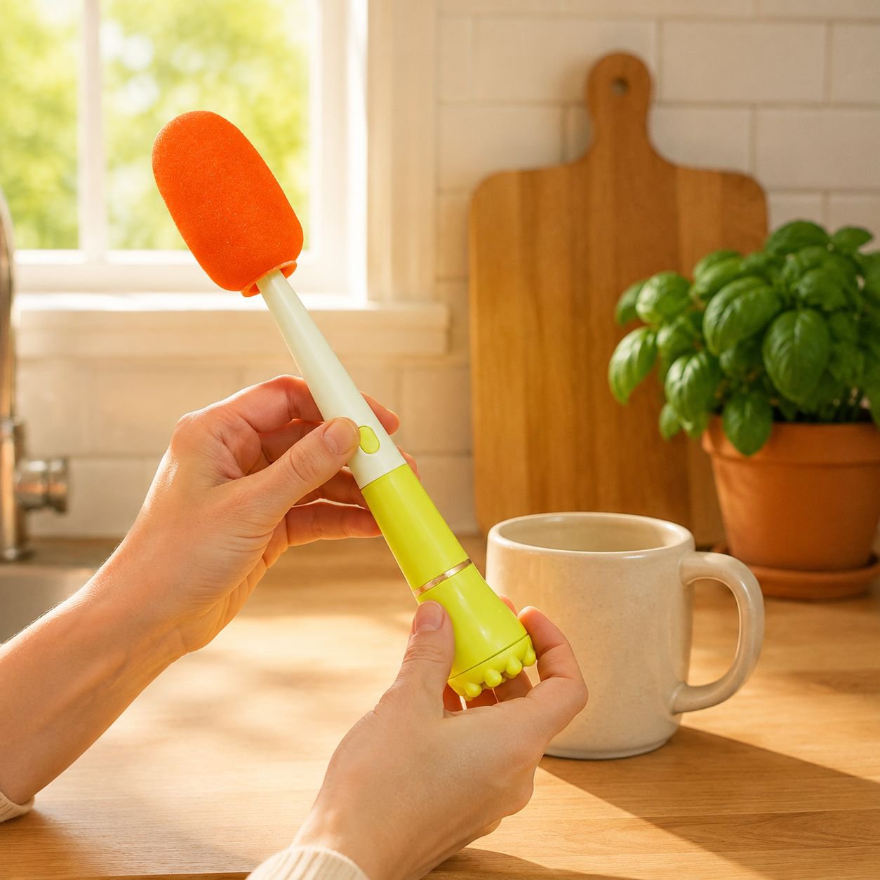3-in-1 long handle cup brush for deep cleaning