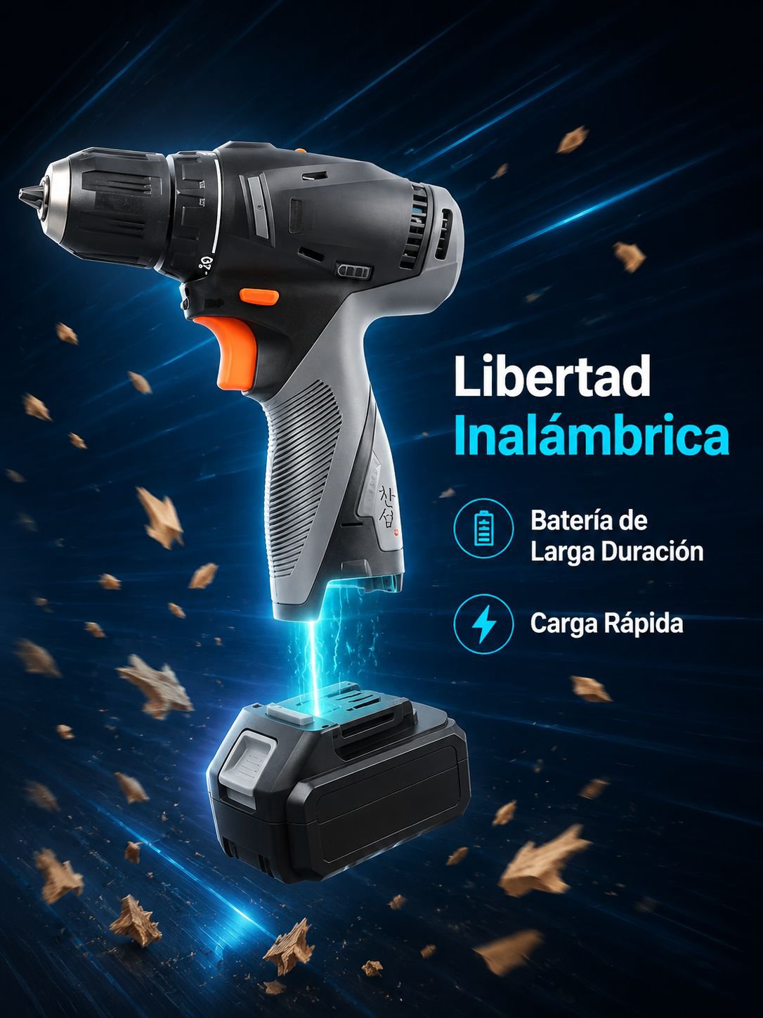 Taladro inalámbrico doméstico de litio, herramienta eléctrica portátil