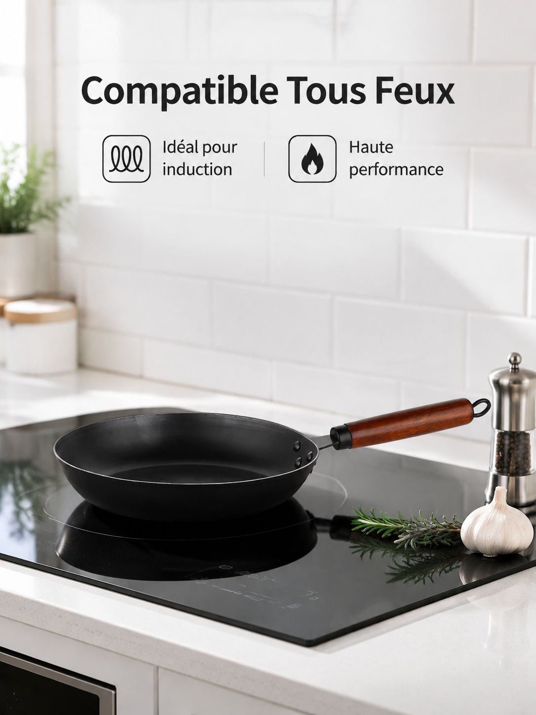 Poêle à frire antiadhésive à fond plat
