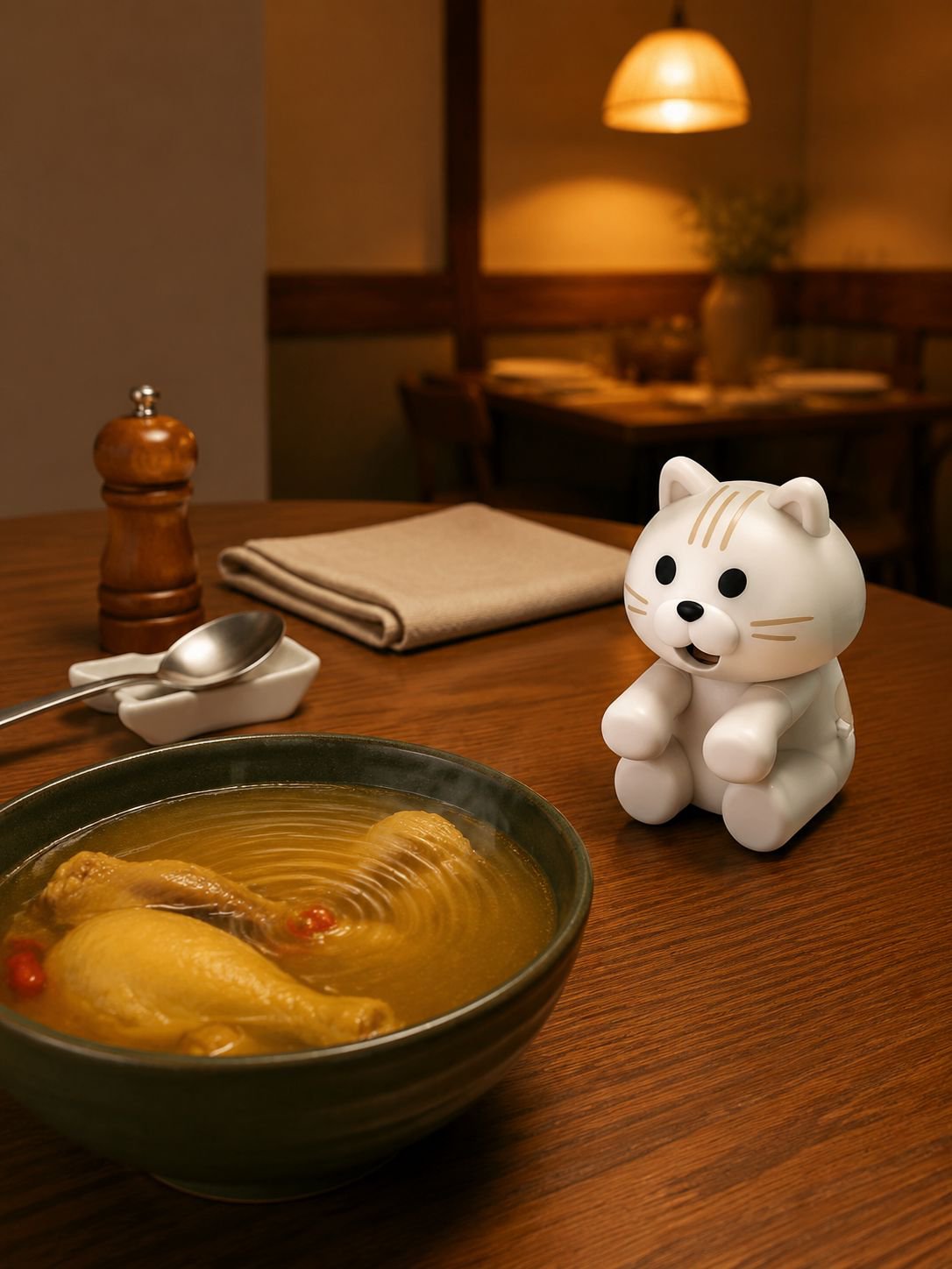 Cat food fan helping reduce the temperature of a hot meal