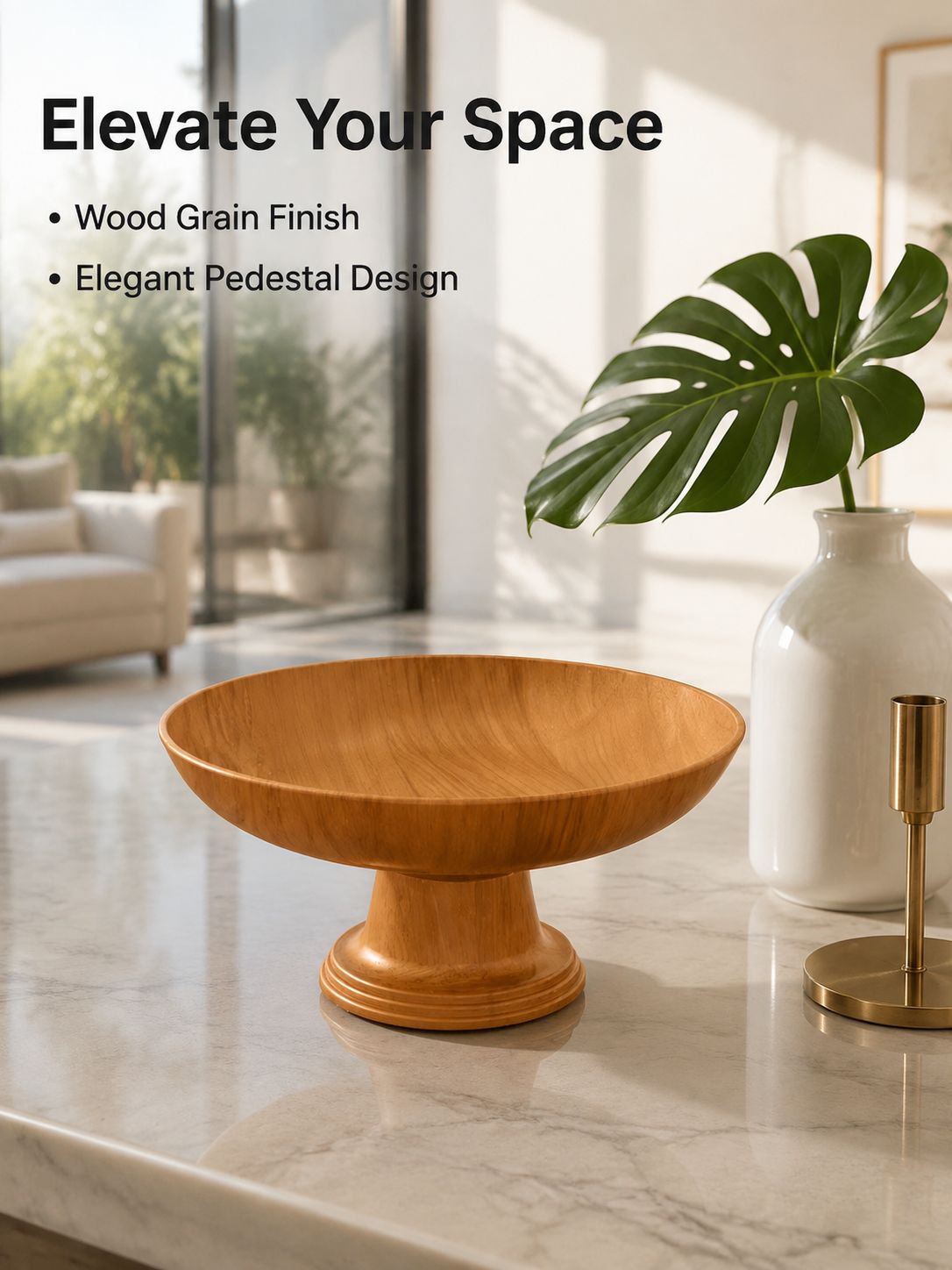 Wood Grain High Footed Fruit Plate