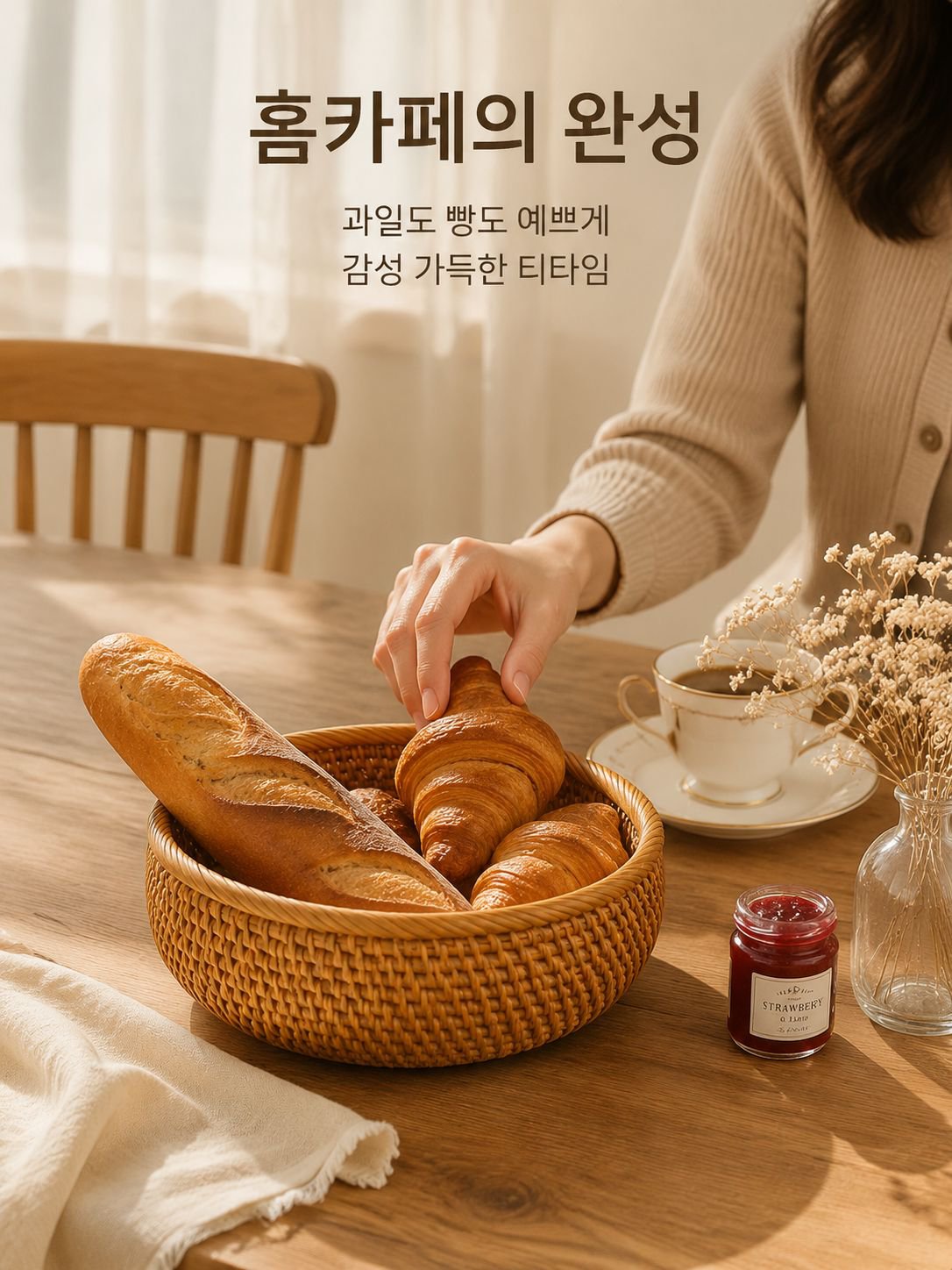 가을 담쟁이덩굴로 엮은 과일 바구니