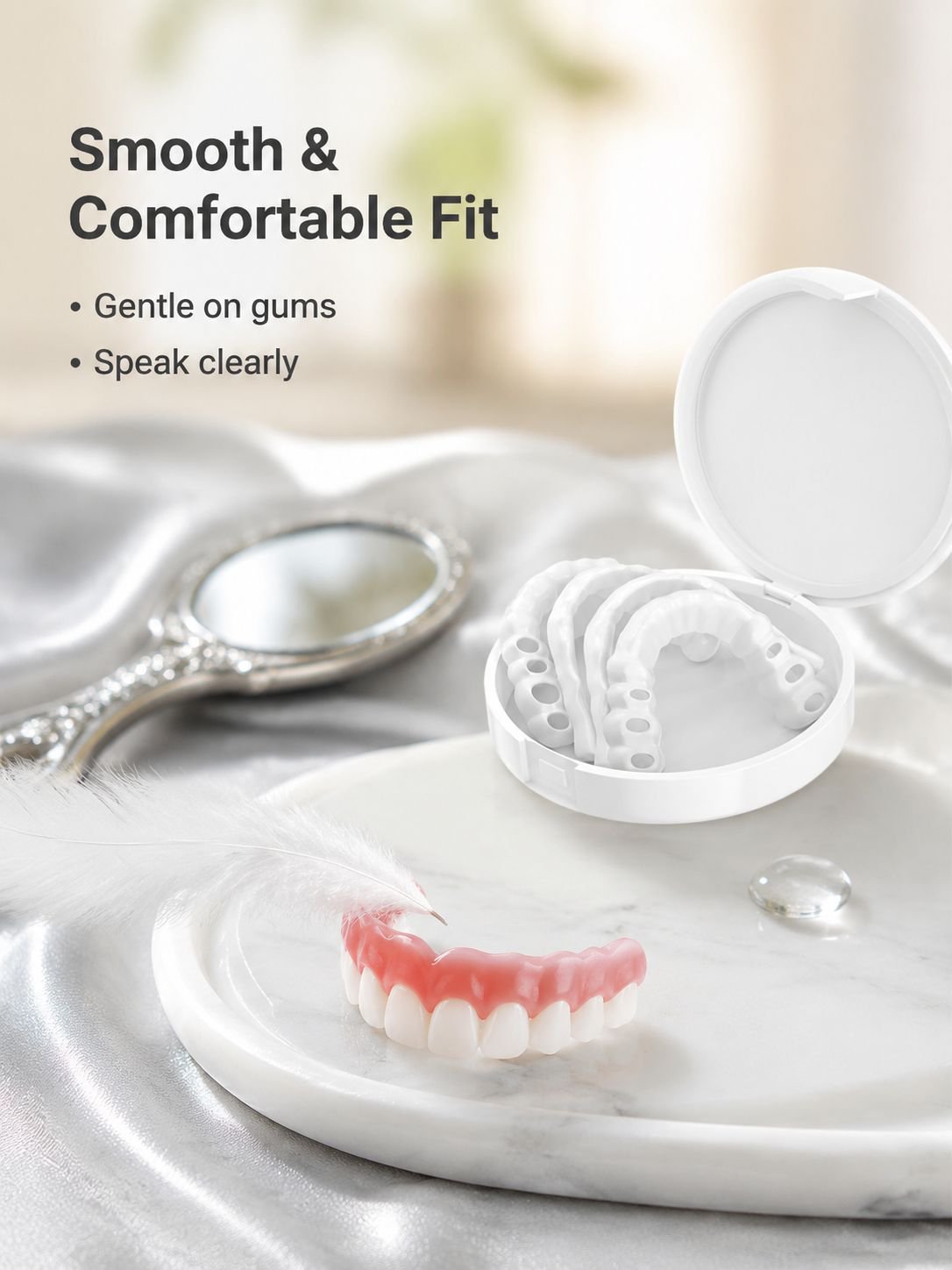 Comfortable Adjustable Clip Dentures, Fits All Mouth Types, Secure Fit