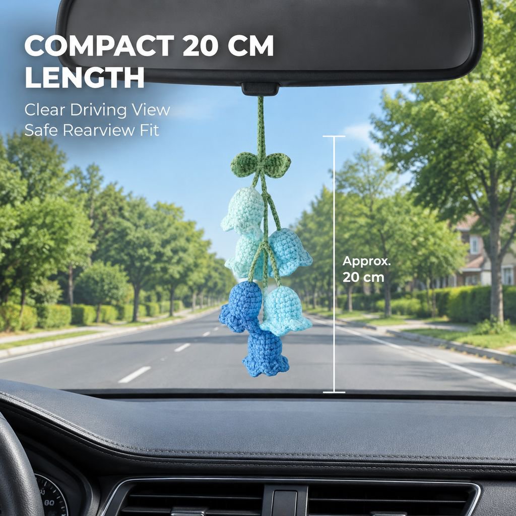 Crochet Lily of the Valley Wind Chime Knitted Flower Car Hanging Charm Ornament