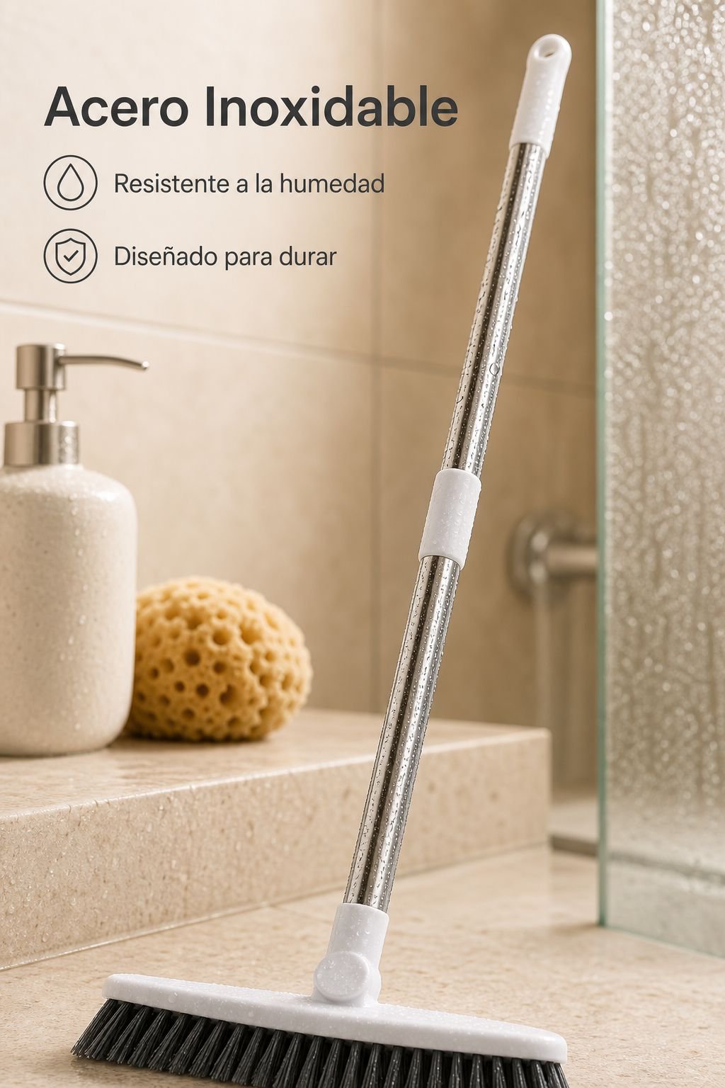 Cepillo de piso de cerdas duras con mango largo para limpiar esquinas
