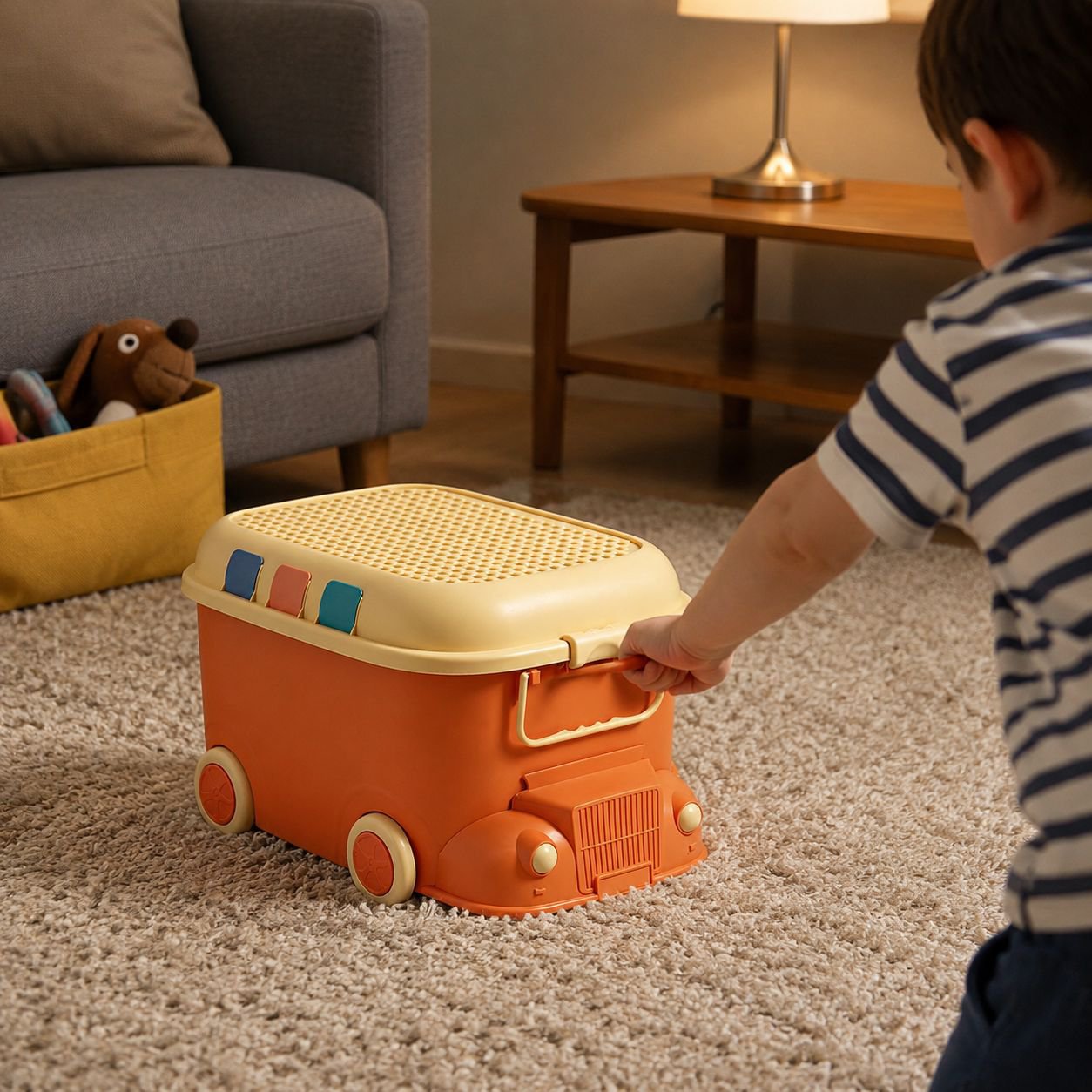 Caja de almacenamiento de juguetes locomotora, caja de almacenamiento para el hogar, caja de almacen
