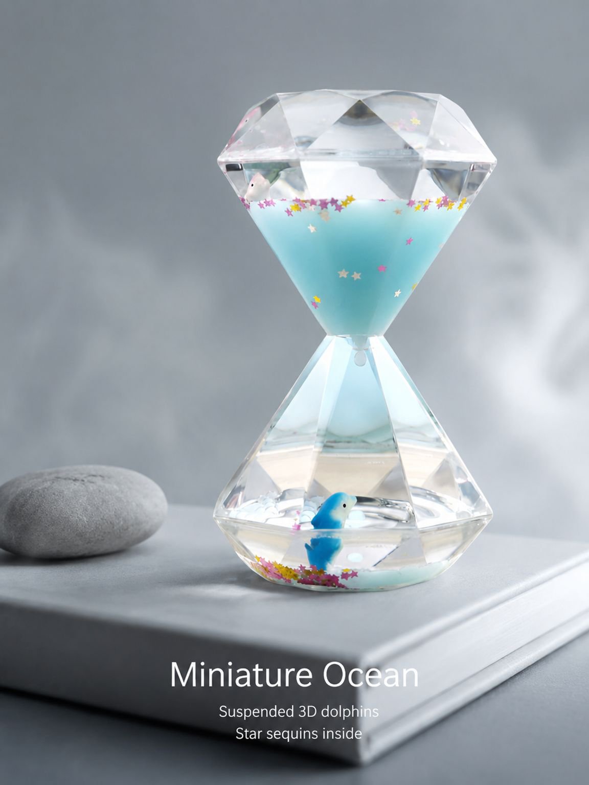 Creative liquid hourglass with oil spill and milky-white diamond timer ornament - a gift for student
