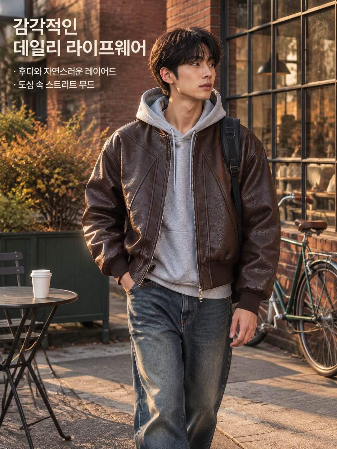 남성용 아메리칸 빈티지 바이커 가죽 재킷