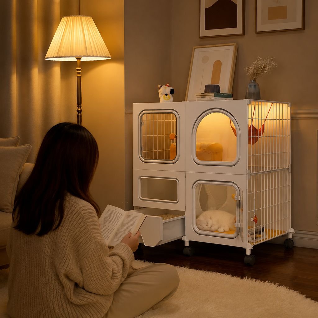 Pequeño apartamento jaula para gatos villa todo en uno casa para gatos casa para gatos interior nido