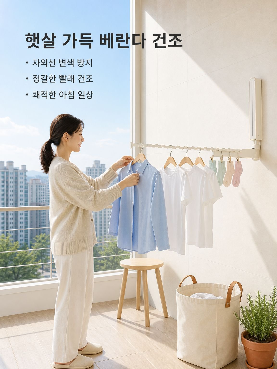 몰드 벽걸이 빨래건조대 음소거 가정용 천공방지와 자외선 차단 부식방지 녹방지