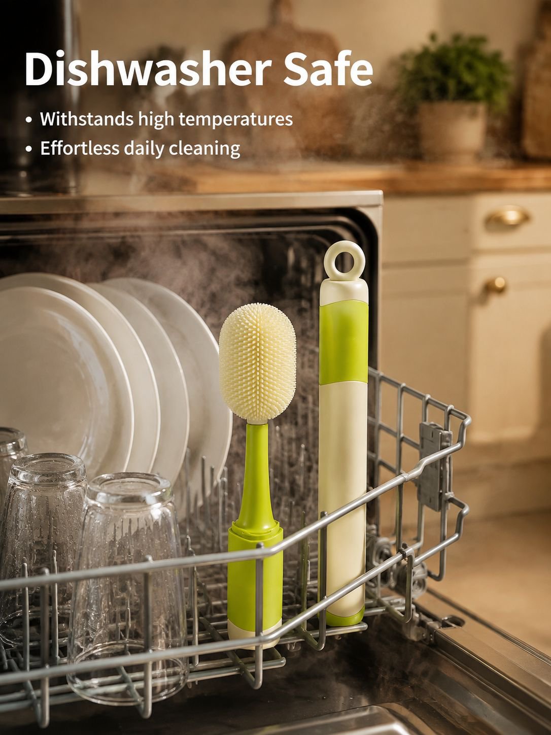 Easy-to-hold non-slip handle baby bottle brush