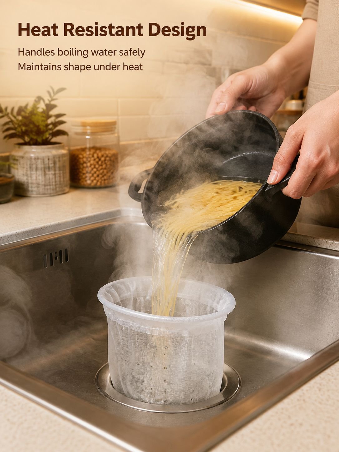 Kitchen sink filter catching food scraps and debris