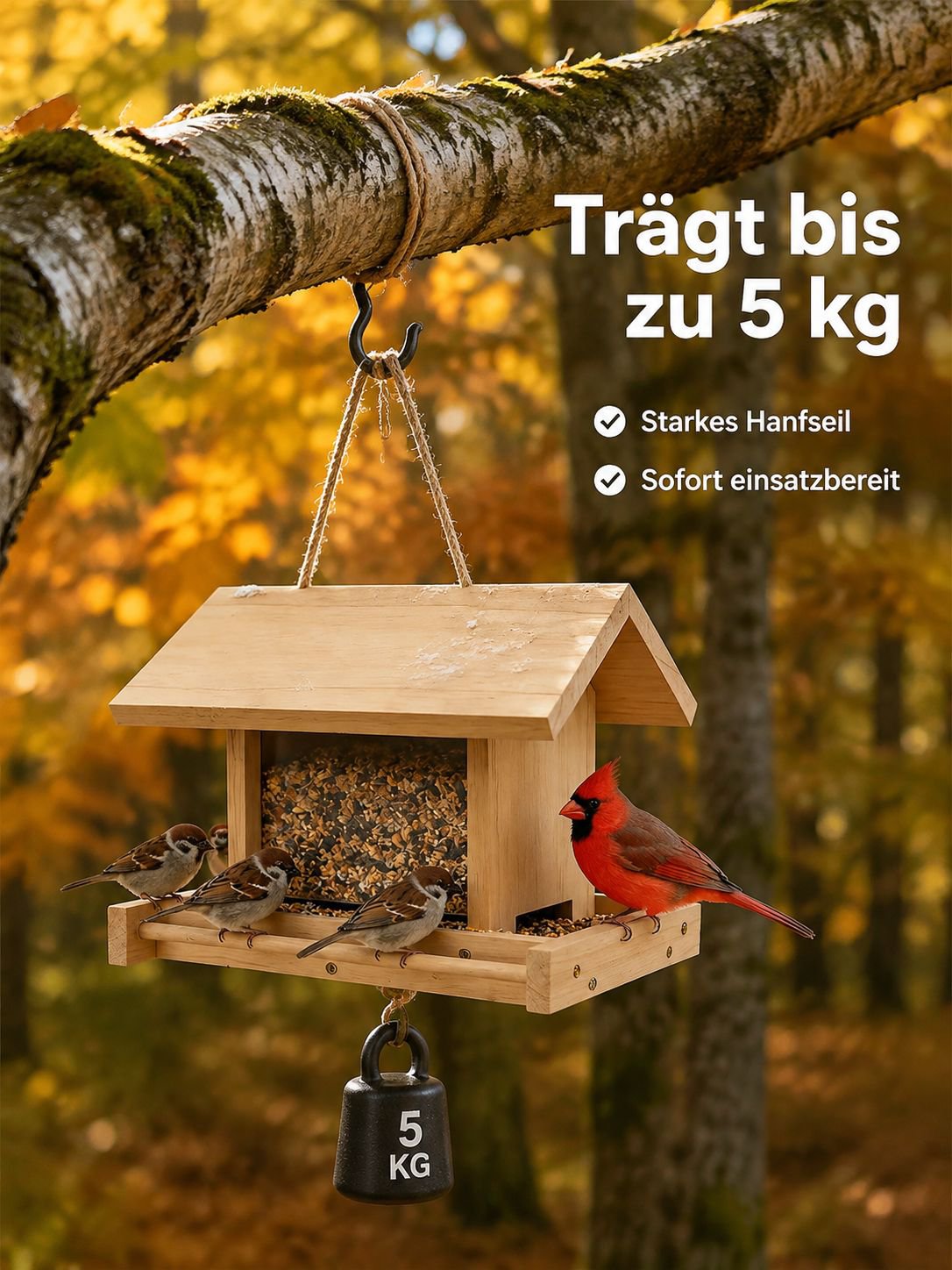 Vogelhäuschen im kunstvollen Villenstil aus Kiefernholz