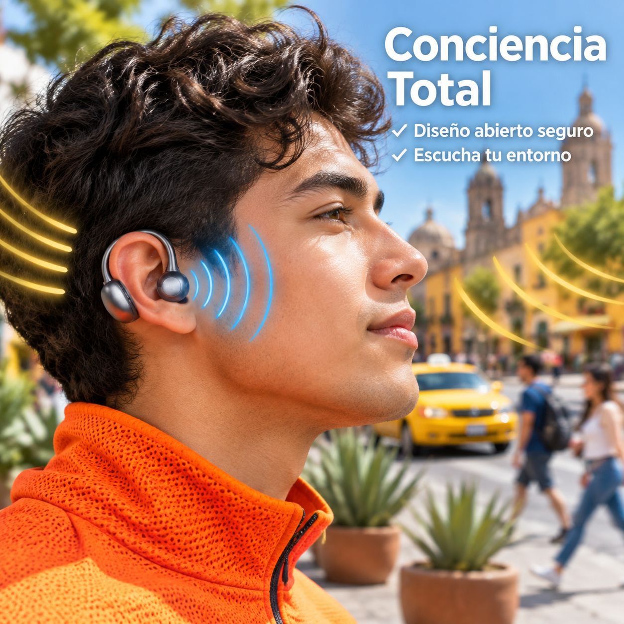 Auriculares Bluetooth deportivos con clip para la oreja, conducción ósea y cancelación de ruido