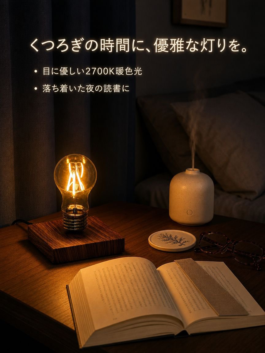 磁気浮上LED電球ワイヤレス回転テーブルランプ