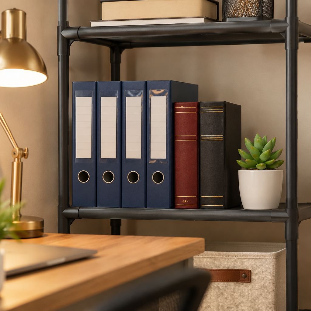 Durable space-saving rack for shelves and cabinets