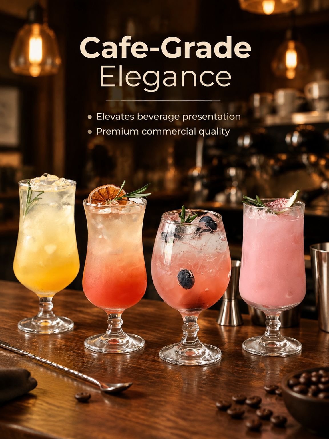 Fruit drink served in a clear glass goblet
