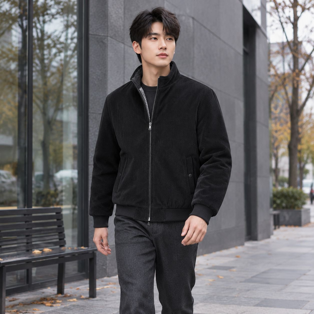 남성 가을겨울 기모 방한 자켓 스탠드넥 캐주얼 집업 아우터
