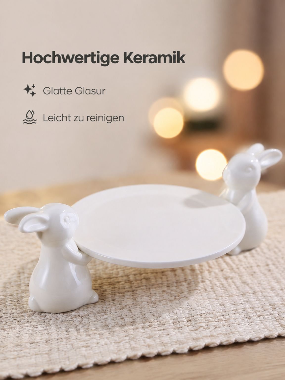 Dessertteller aus Keramik in Hasenform