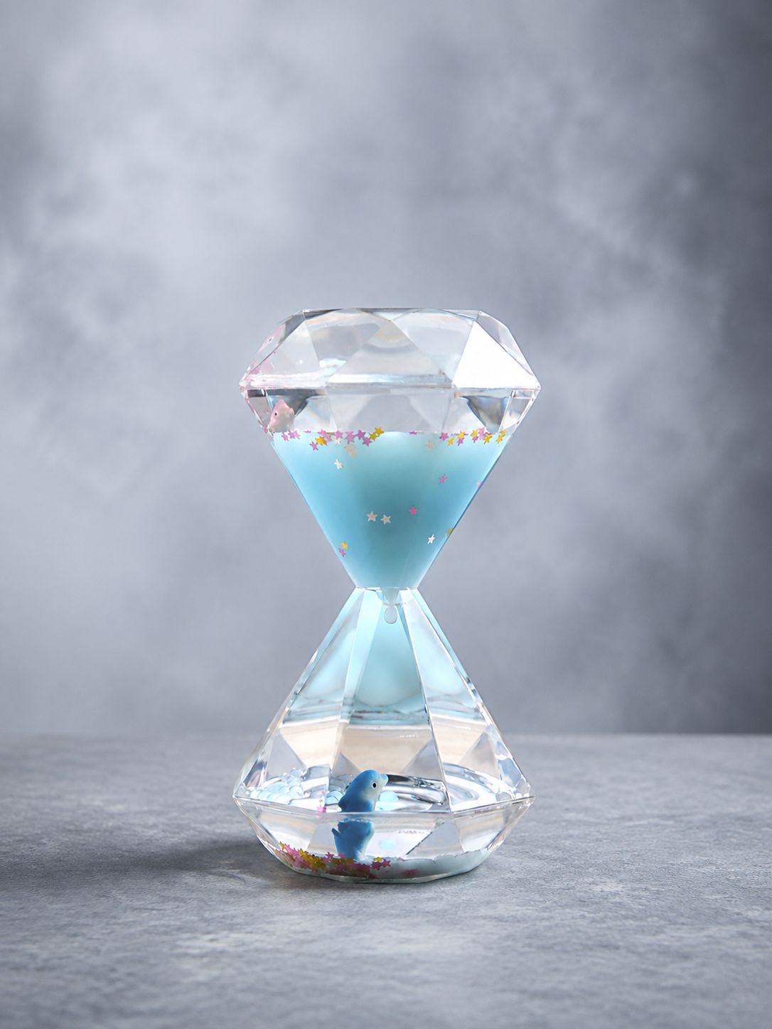 Creative liquid hourglass with oil spill and milky-white diamond timer ornament - a gift for student