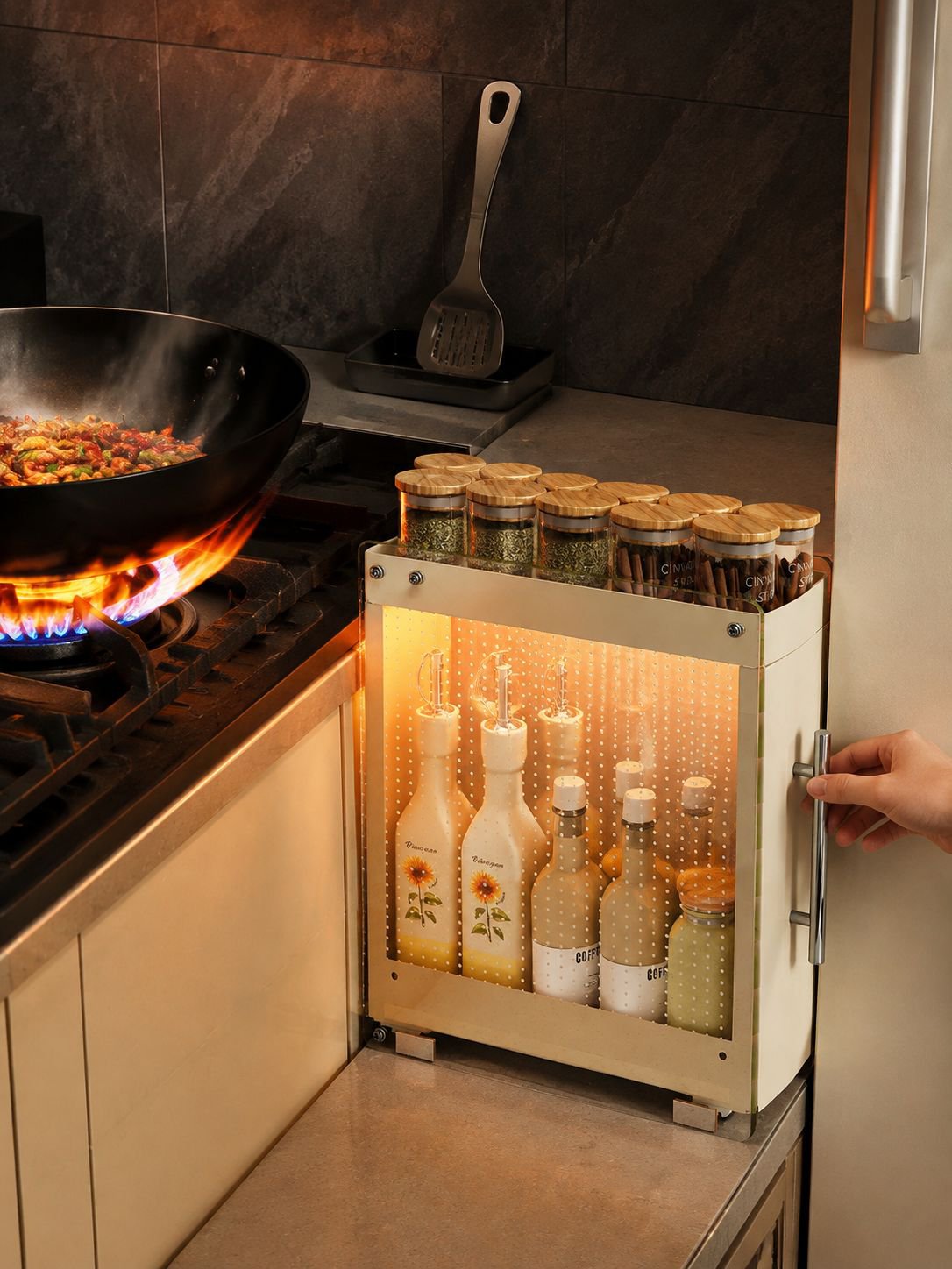 Étagère à épices amovible pour la cuisine, étagère de rangement murale pour