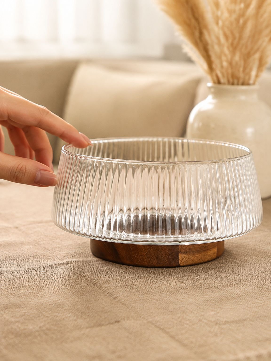 Caja rayada transparente para frutas secas decorativa