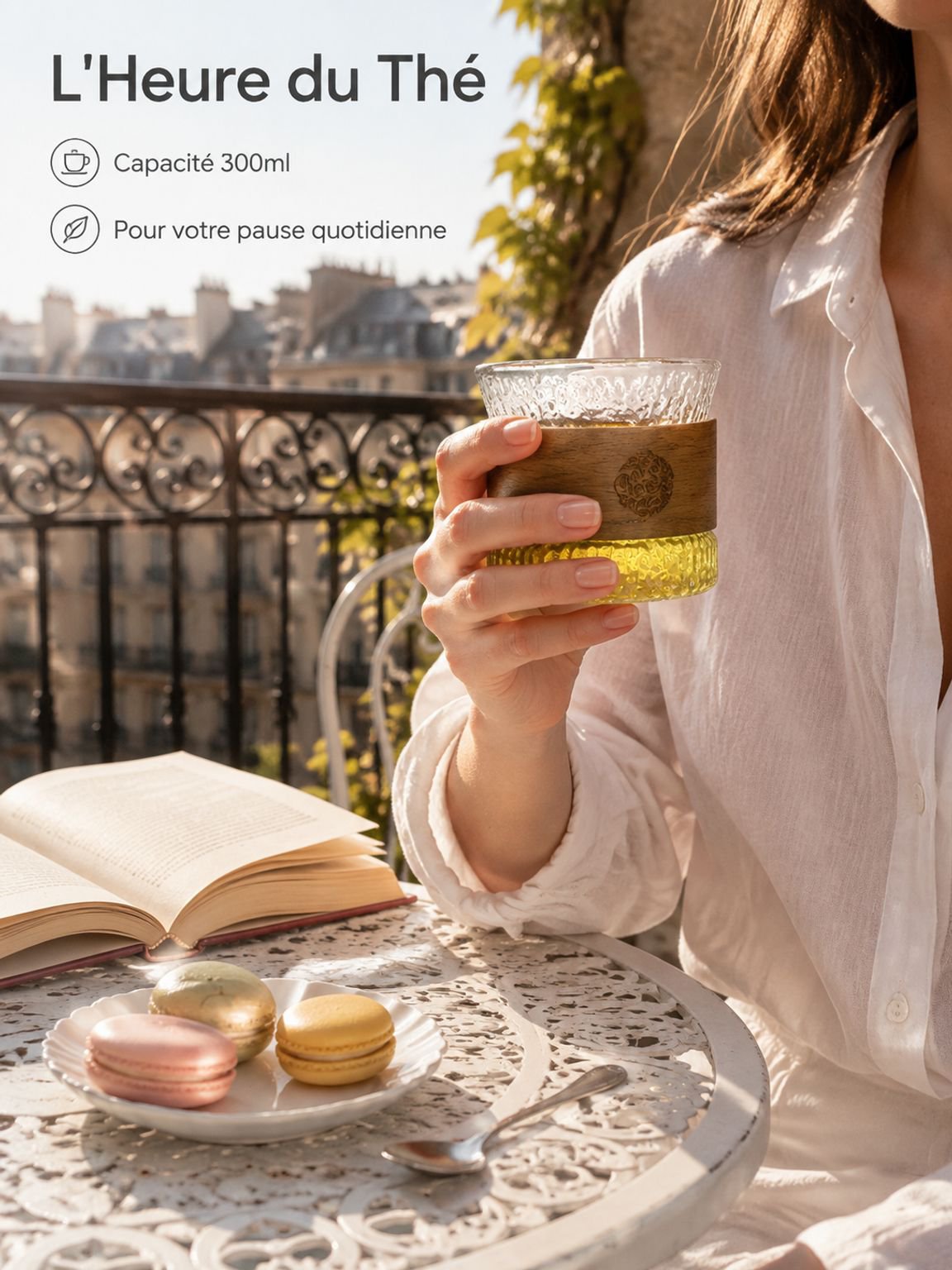 Tasse à thé en verre borosilicate martelé