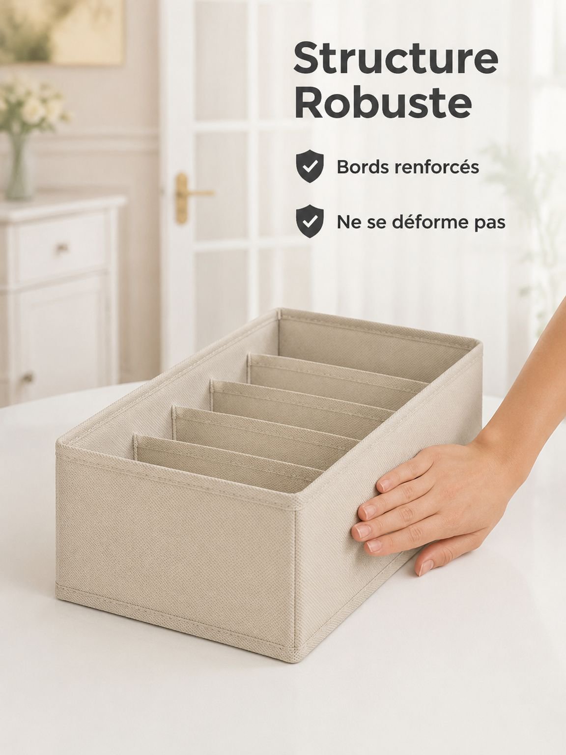 Organisateur de sous-vêtements facile à intégrer dans une armoire ou un tiroir.