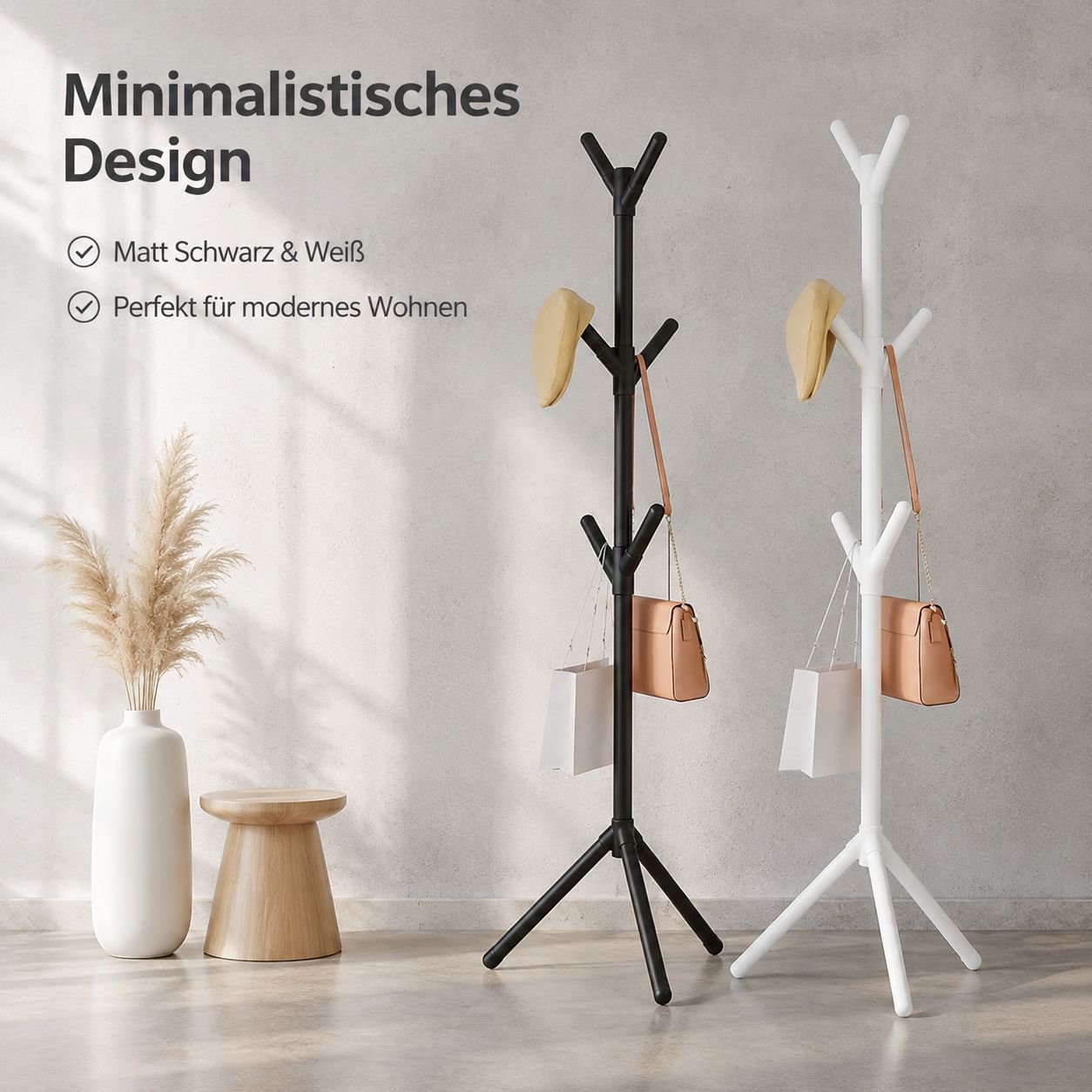 Schlichte, freistehende Garderobe für den Wohnbereich