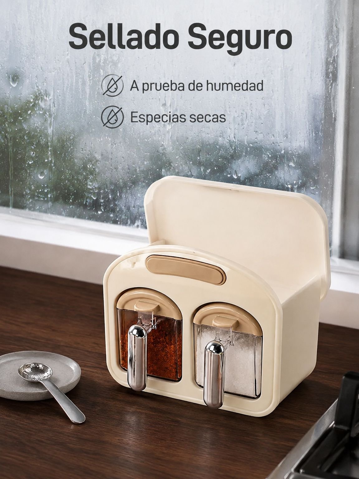 Caja de condimentos y estante para condimentos