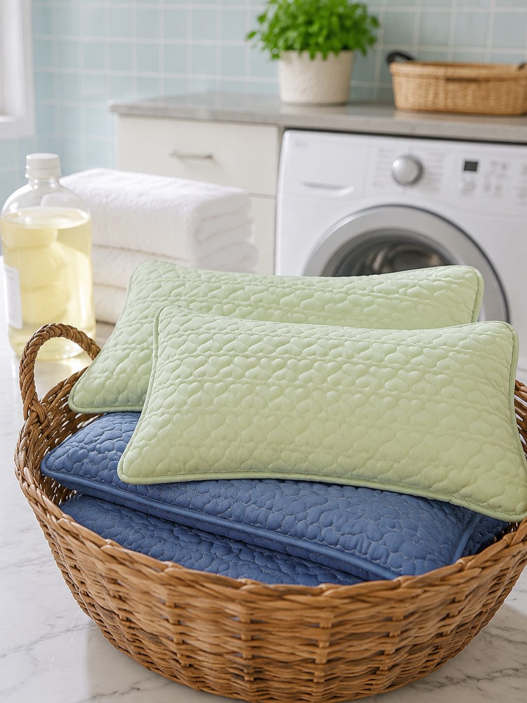 Anti-drool and oil-proof quilted pillowcase on bed