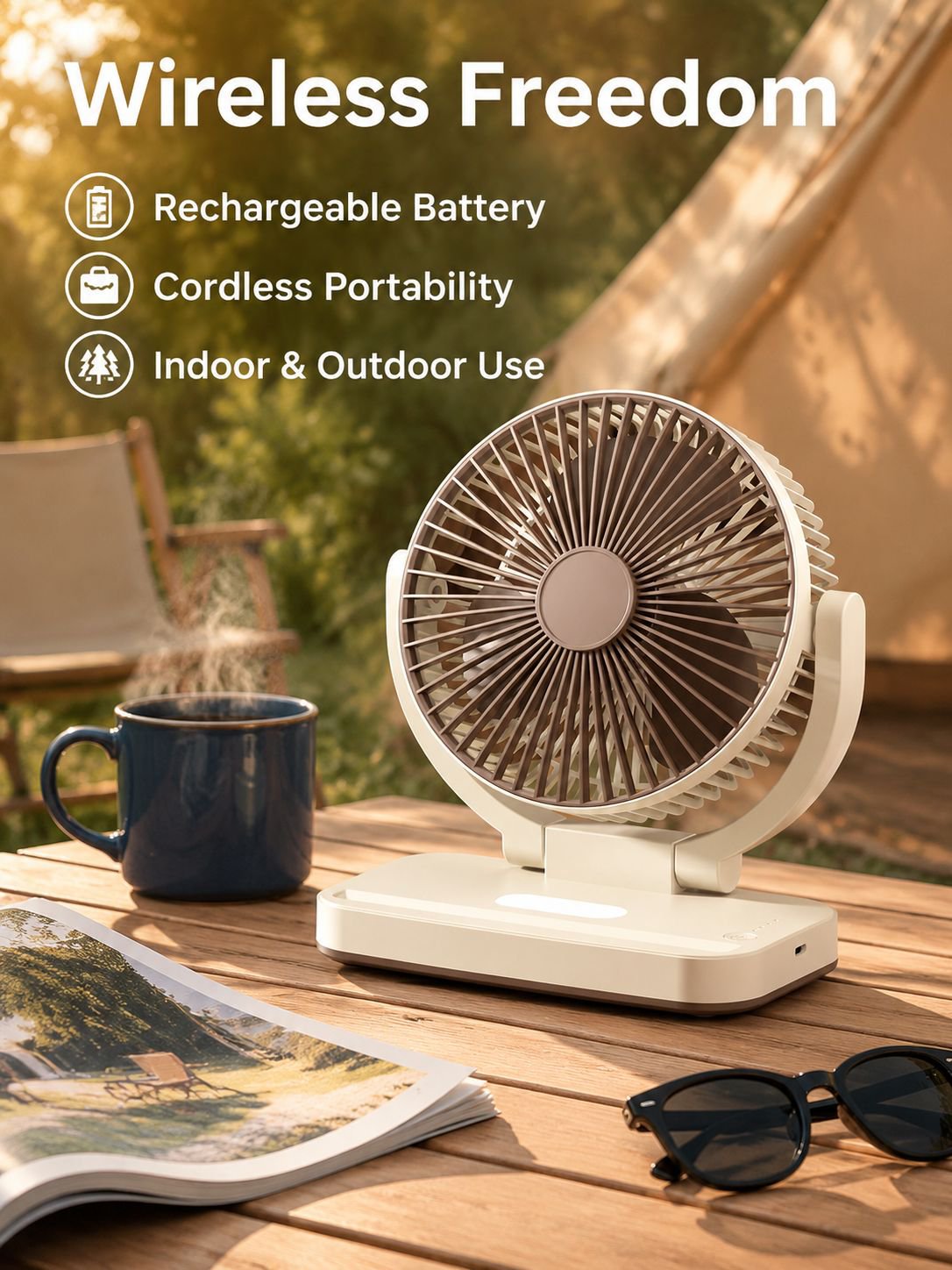 3-in-1 Night Light Rechargeable Fan Cell Phone Holder Ceiling Fan