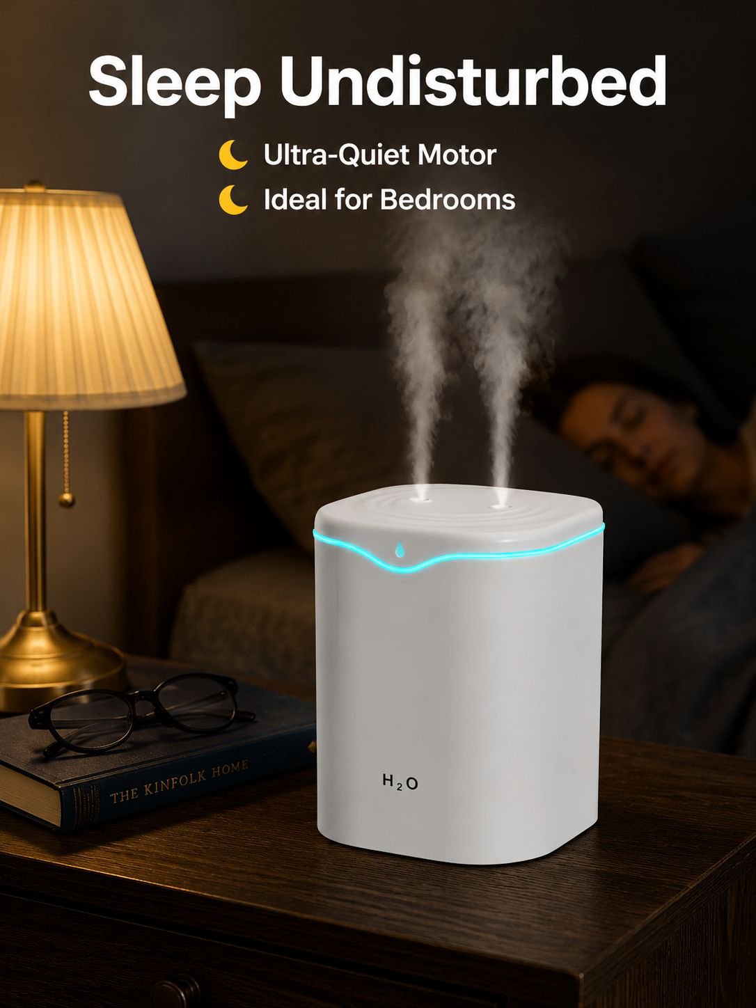2L Dual Nozzle Silent Humidifier for Home and Office Desktop Air Humidification