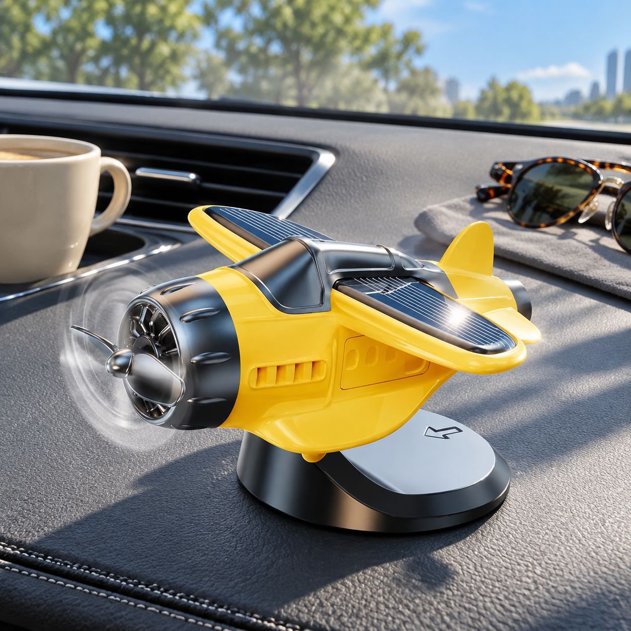 車載用ソーラー回転飛行機オーナメント