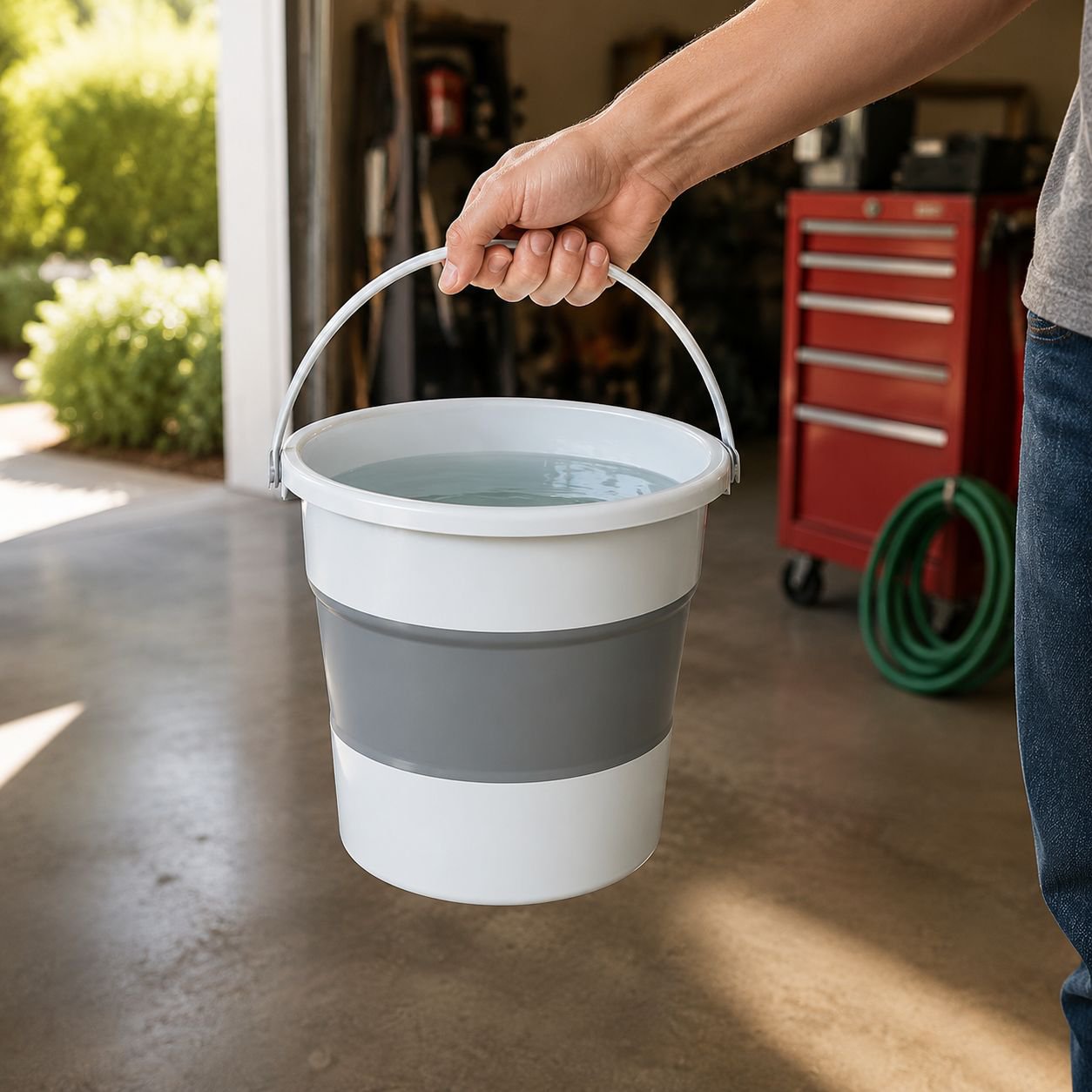 Handheld bucket with easy-carry handle for convenience