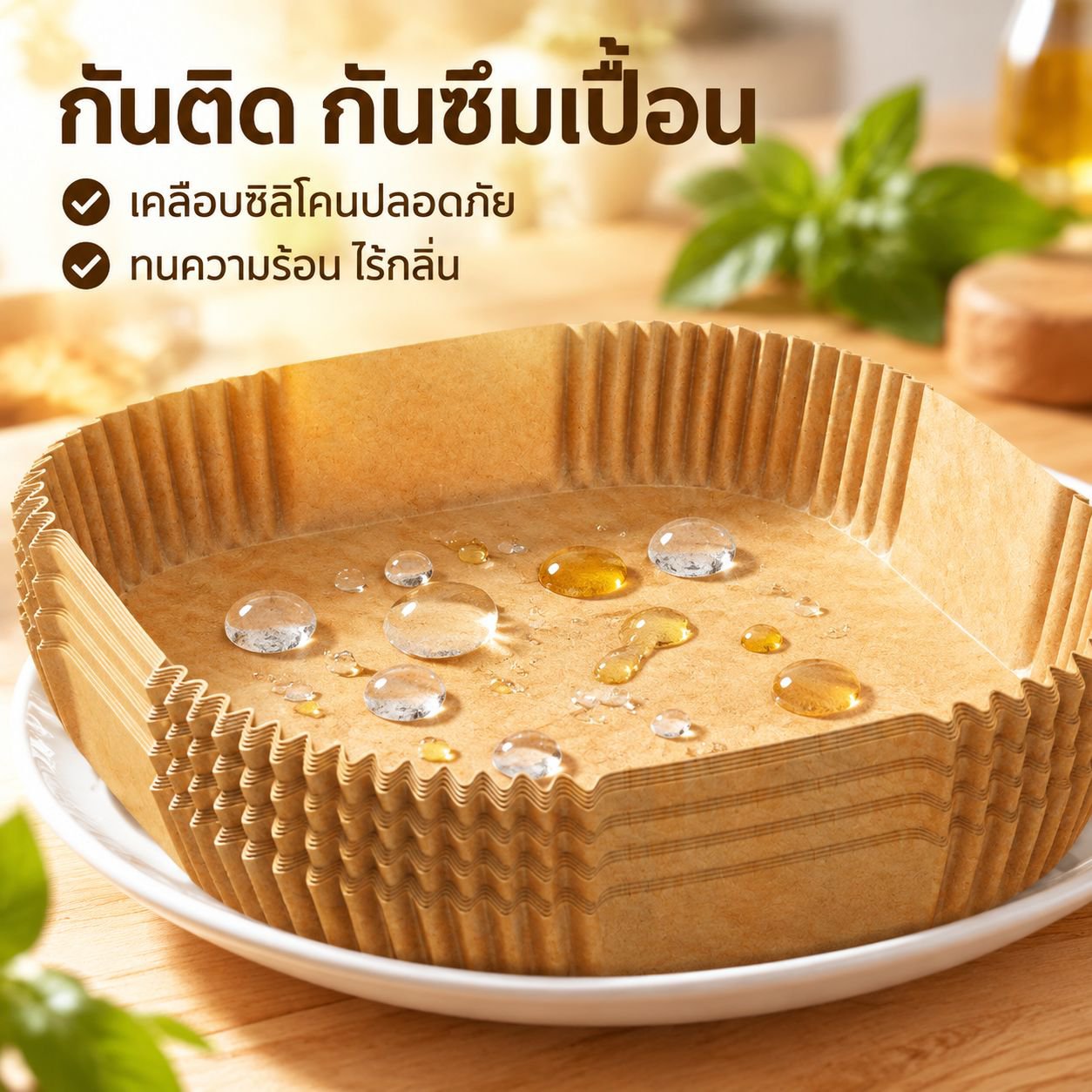 กระดาษรองอบกันน้ำมันทรงสี่เหลี่ยม