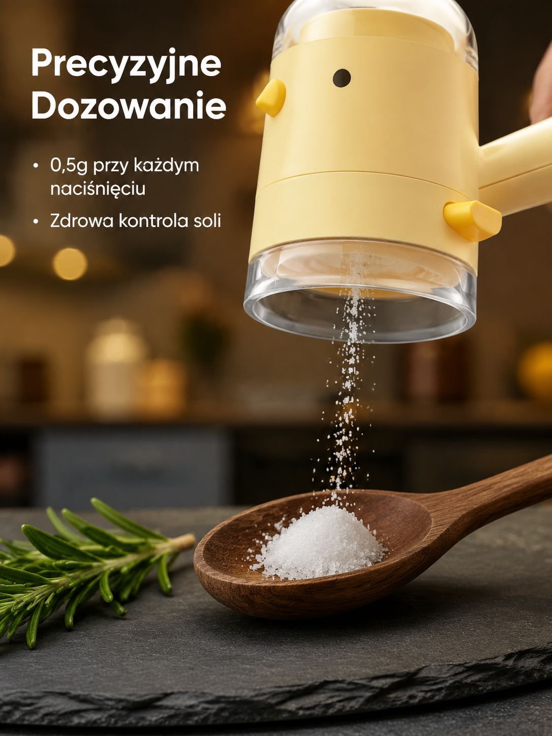 Dozownik soli i przypraw z precyzyjnym naciskiem